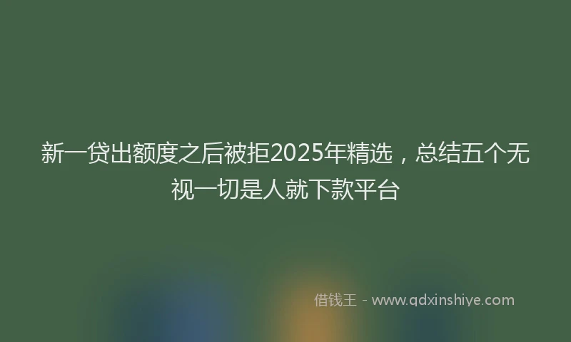 新一贷出额度之后被拒2025年精选，总结五个无视一切是人就下款平台