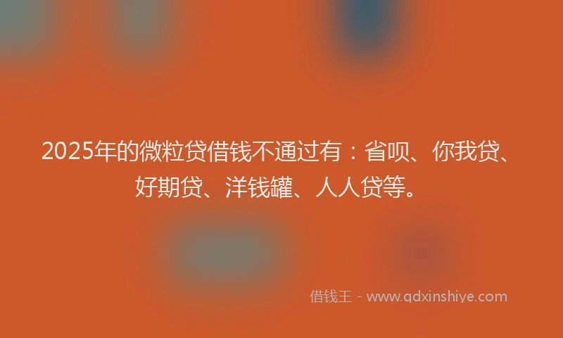 2025年的微粒贷借钱不通过有：省呗、你我贷、好期贷、洋钱罐、人人贷等。