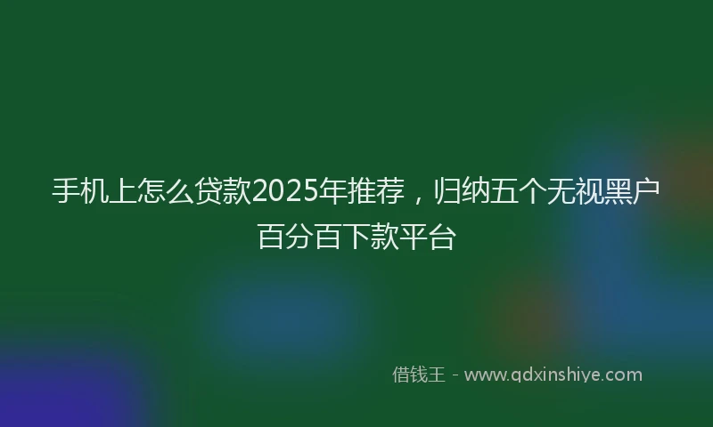 手机上怎么贷款2025年推荐，归纳五个无视黑户百分百下款平台
