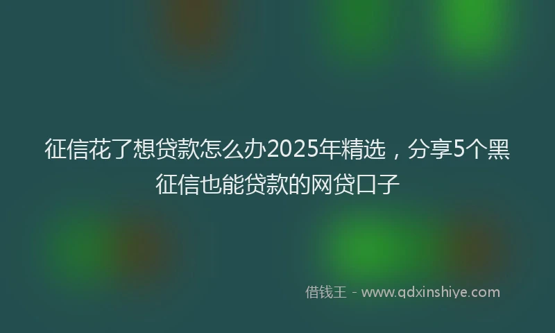 征信花了想贷款怎么办2025年精选，分享5个黑征信也能贷款的网贷口子