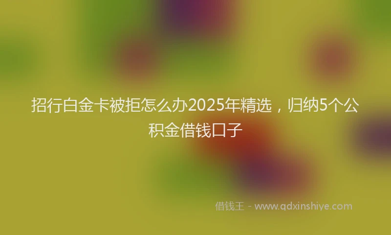 招行白金卡被拒怎么办2025年精选，归纳5个公积金借钱口子