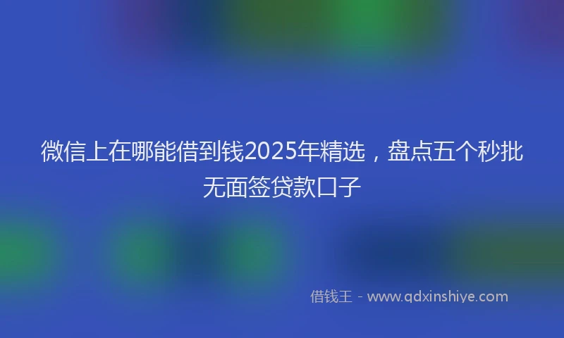 微信上在哪能借到钱2025年精选，盘点五个秒批无面签贷款口子