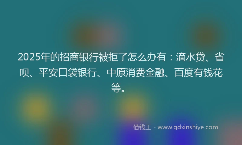 2025年的招商银行被拒了怎么办有：滴水贷、省呗、平安口袋银行、中原消费金融、百度有钱花等。