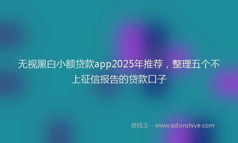 无视黑白小额贷款app2025年推荐，整理五个不上征信报告的贷款口子