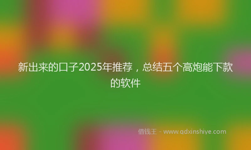 新出来的口子2025年推荐，总结五个高炮能下款的软件