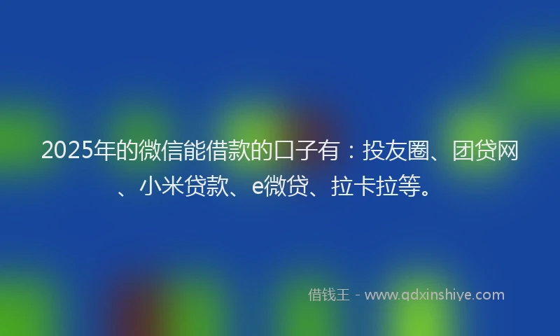 2025年的微信能借款的口子有：投友圈、团贷网、小米贷款、e微贷、拉卡拉等。