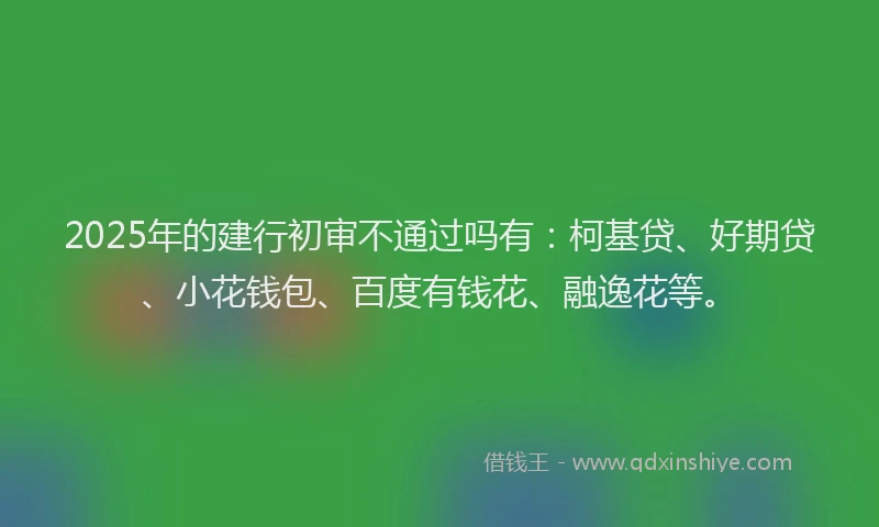 2025年的建行初审不通过吗有：柯基贷、好期贷、小花钱包、百度有钱花、融逸花等。
