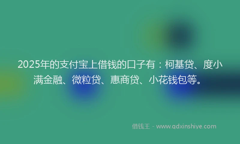 2025年的支付宝上借钱的口子有：柯基贷、度小满金融、微粒贷、惠商贷、小花钱包等。