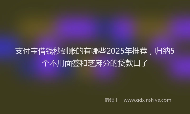 支付宝借钱秒到账的有哪些2025年推荐，归纳5个不用面签和芝麻分的贷款口子