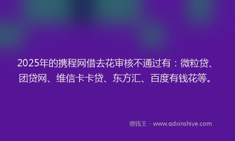 2025年的携程网借去花审核不通过有：微粒贷、团贷网、维信卡卡贷、东方汇、百度有钱花等。