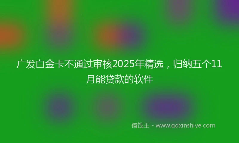 广发白金卡不通过审核2025年精选，归纳五个11月能贷款的软件