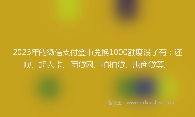 2025年的微信支付金币兑换1000额度没了有：还呗、超人卡、团贷网、拍拍贷、惠商贷等。