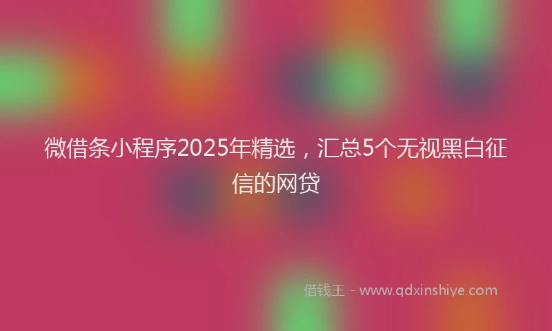 微借条小程序2025年精选，汇总5个无视黑白征信的网贷