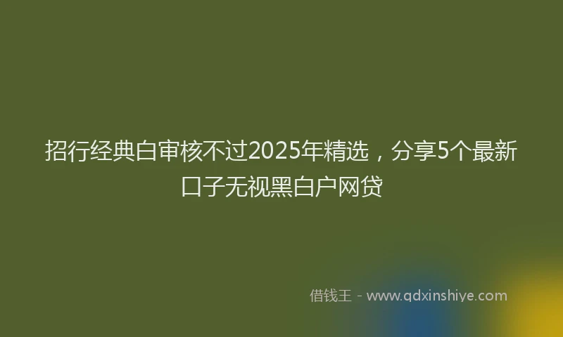 招行经典白审核不过2025年精选，分享5个最新口子无视黑白户网贷