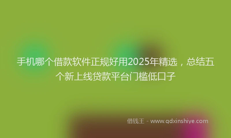 手机哪个借款软件正规好用2025年精选，总结五个新上线贷款平台门槛低口子