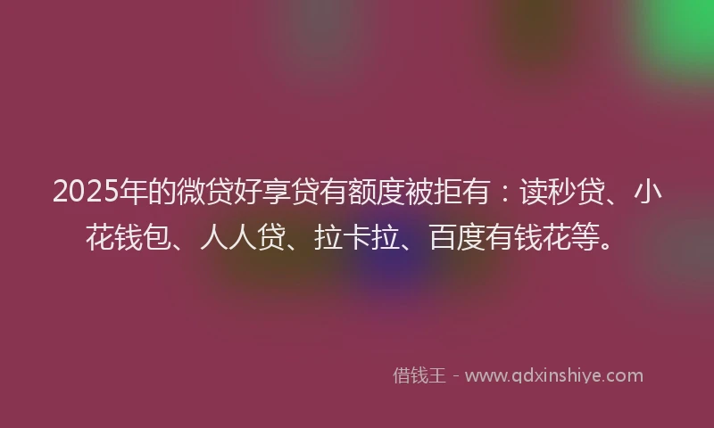 2025年的微贷好享贷有额度被拒有：读秒贷、小花钱包、人人贷、拉卡拉、百度有钱花等。