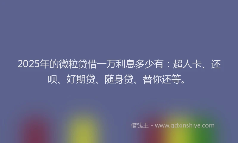 2025年的微粒贷借一万利息多少有：超人卡、还呗、好期贷、随身贷、替你还等。