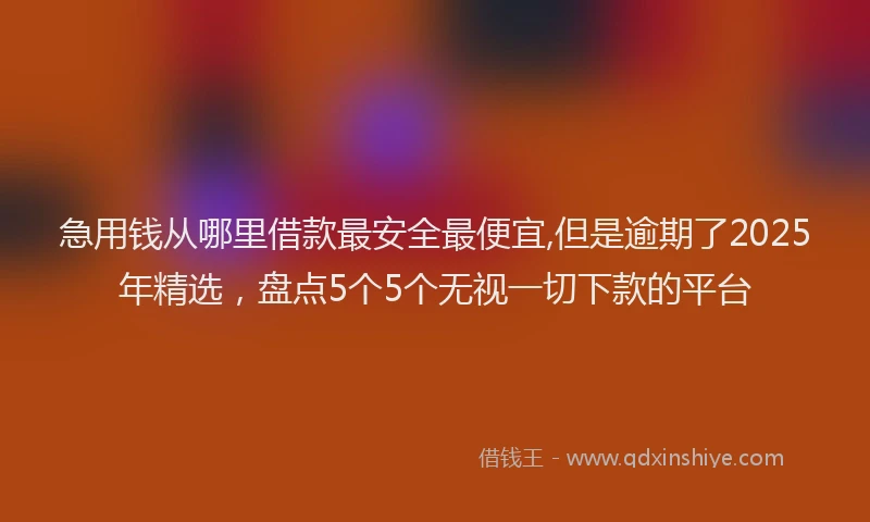 急用钱从哪里借款最安全最便宜,但是逾期了2025年精选，盘点5个5个无视一切下款的平台