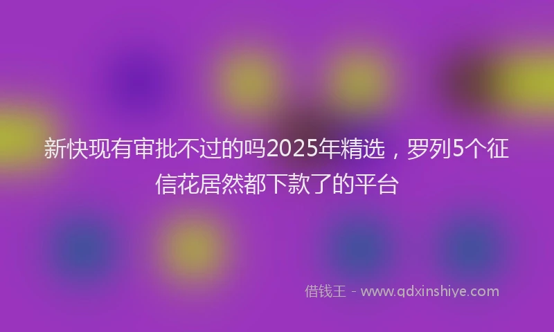 新快现有审批不过的吗2025年精选，罗列5个征信花居然都下款了的平台