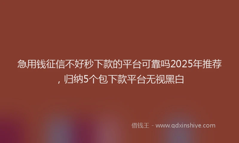 急用钱征信不好秒下款的平台可靠吗2025年推荐，归纳5个包下款平台无视黑白