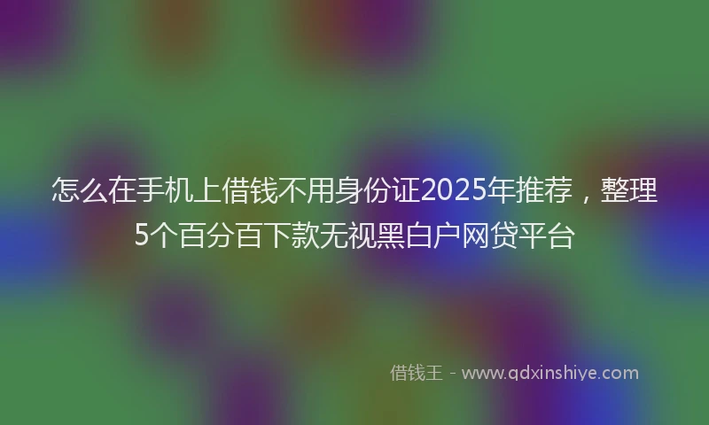 怎么在手机上借钱不用身份证2025年推荐，整理5个百分百下款无视黑白户网贷平台