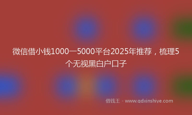 微信借小钱1000一5000平台2025年推荐，梳理5个无视黑白户口子