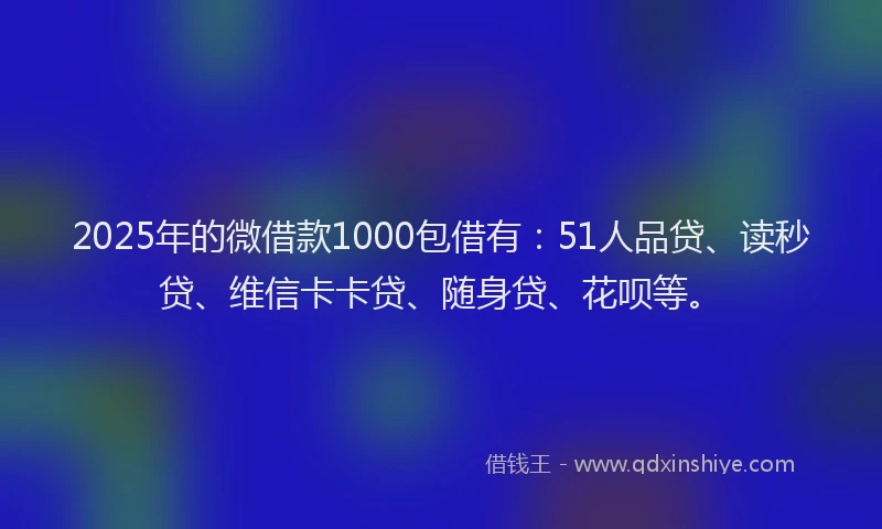 2025年的微借款1000包借有：51人品贷、读秒贷、维信卡卡贷、随身贷、花呗等。