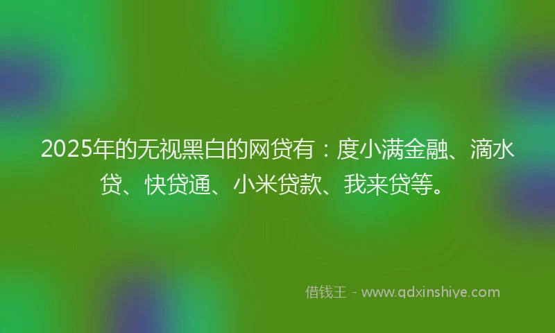 2025年的无视黑白的网贷有：度小满金融、滴水贷、快贷通、小米贷款、我来贷等。