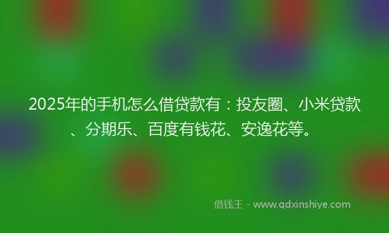 2025年的手机怎么借贷款有：投友圈、小米贷款、分期乐、百度有钱花、安逸花等。