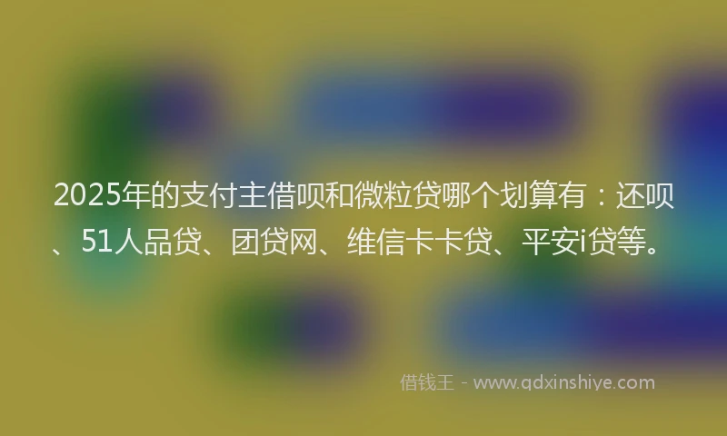 2025年的支付主借呗和微粒贷哪个划算有：还呗、51人品贷、团贷网、维信卡卡贷、平安i贷等。
