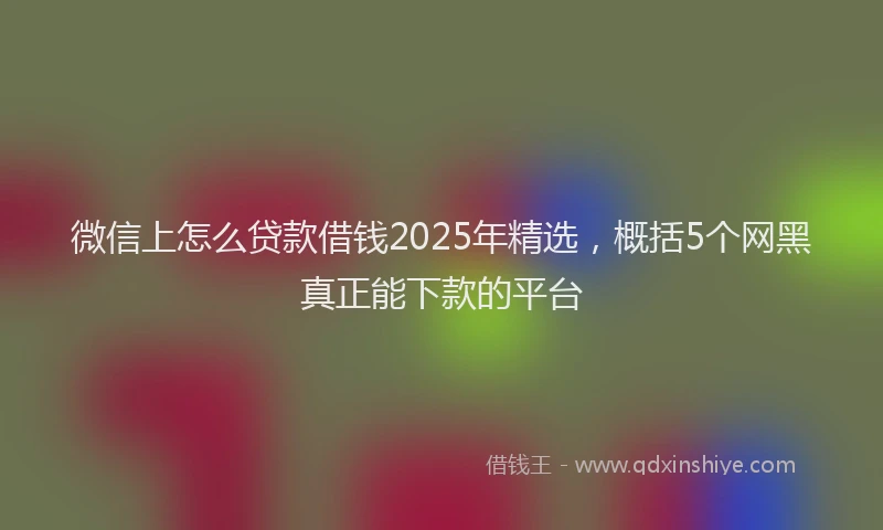 微信上怎么贷款借钱2025年精选，概括5个网黑真正能下款的平台