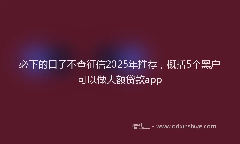 必下的口子不查征信2025年推荐，概括5个黑户可以做大额贷款app