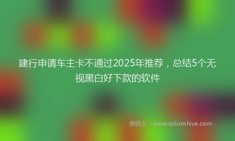 建行申请车主卡不通过2025年推荐，总结5个无视黑白好下款的软件