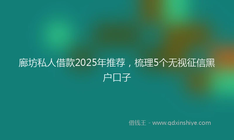 廊坊私人借款2025年推荐，梳理5个无视征信黑户口子