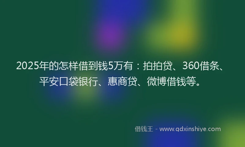 2025年的怎样借到钱5万有：拍拍贷、360借条、平安口袋银行、惠商贷、微博借钱等。
