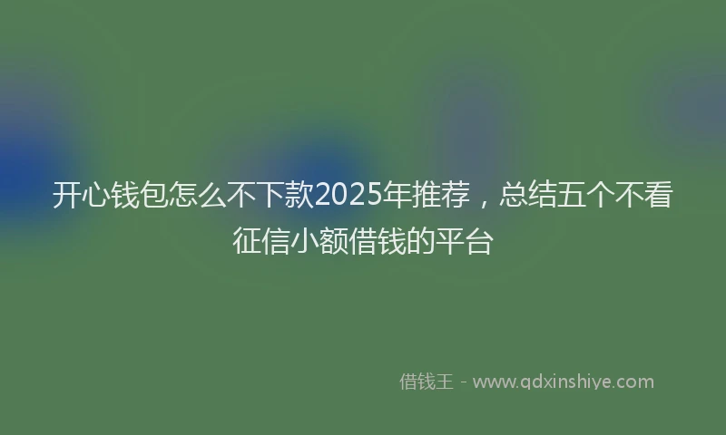 开心钱包怎么不下款2025年推荐，总结五个不看征信小额借钱的平台