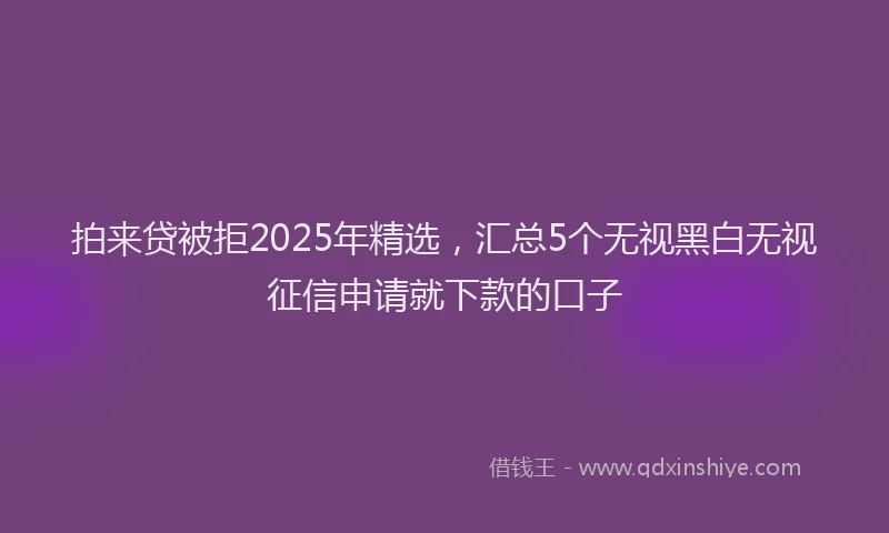 拍来贷被拒2025年精选，汇总5个无视黑白无视征信申请就下款的口子