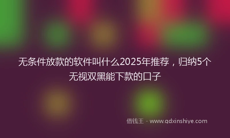 无条件放款的软件叫什么2025年推荐，归纳5个无视双黑能下款的口子