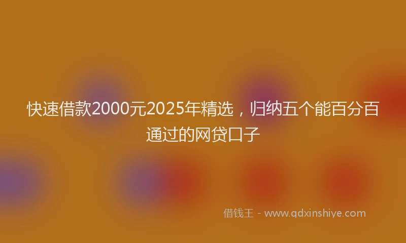 快速借款2000元2025年精选，归纳五个能百分百通过的网贷口子