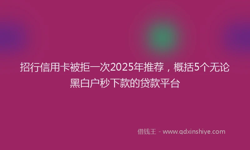 招行信用卡被拒一次2025年推荐，概括5个无论黑白户秒下款的贷款平台