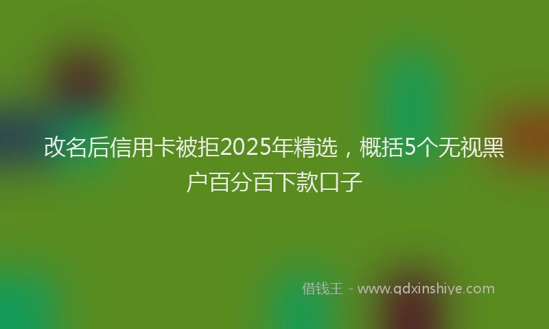 改名后信用卡被拒2025年精选，概括5个无视黑户百分百下款口子