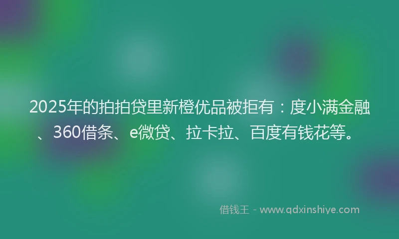 2025年的拍拍贷里新橙优品被拒有：度小满金融、360借条、e微贷、拉卡拉、百度有钱花等。