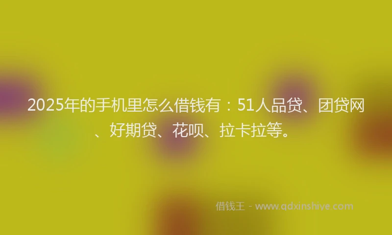 2025年的手机里怎么借钱有：51人品贷、团贷网、好期贷、花呗、拉卡拉等。