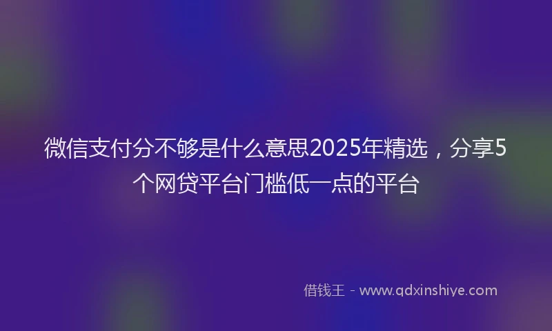微信支付分不够是什么意思2025年精选，分享5个网贷平台门槛低一点的平台