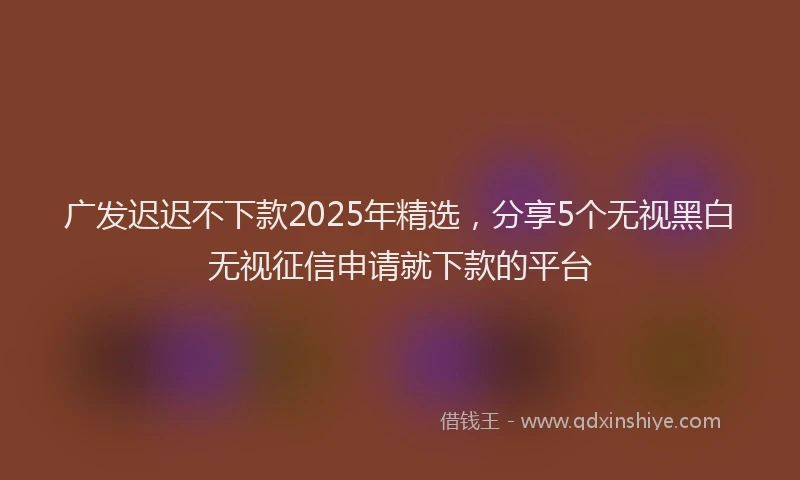 广发迟迟不下款2025年精选，分享5个无视黑白无视征信申请就下款的平台