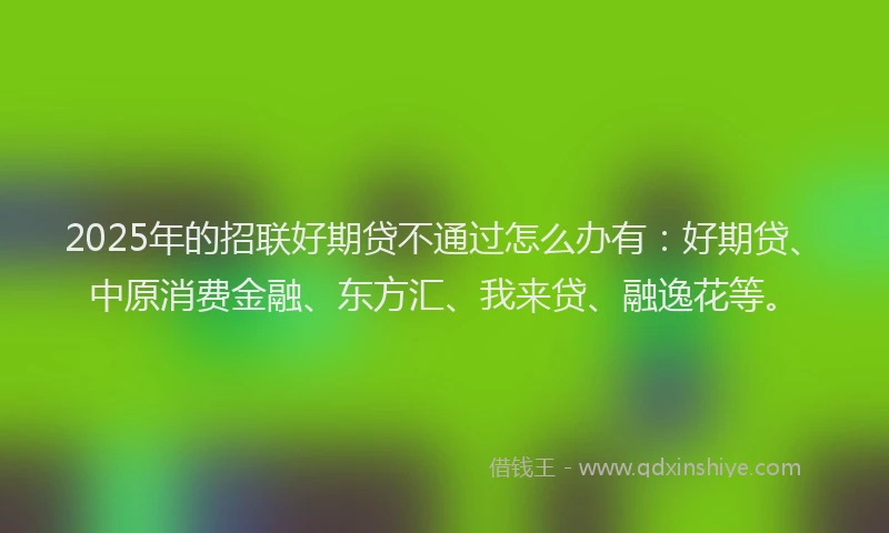 2025年的招联好期贷不通过怎么办有：好期贷、中原消费金融、东方汇、我来贷、融逸花等。