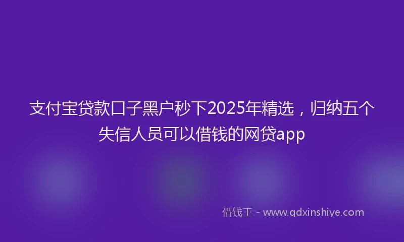 支付宝贷款口子黑户秒下2025年精选，归纳五个失信人员可以借钱的网贷app