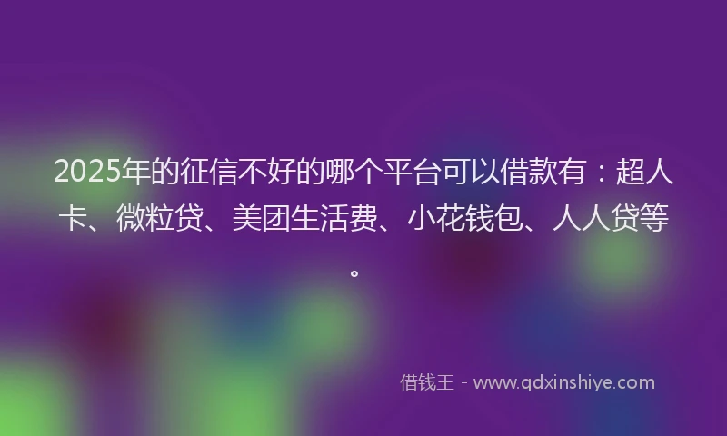 2025年的征信不好的哪个平台可以借款有：超人卡、微粒贷、美团生活费、小花钱包、人人贷等。