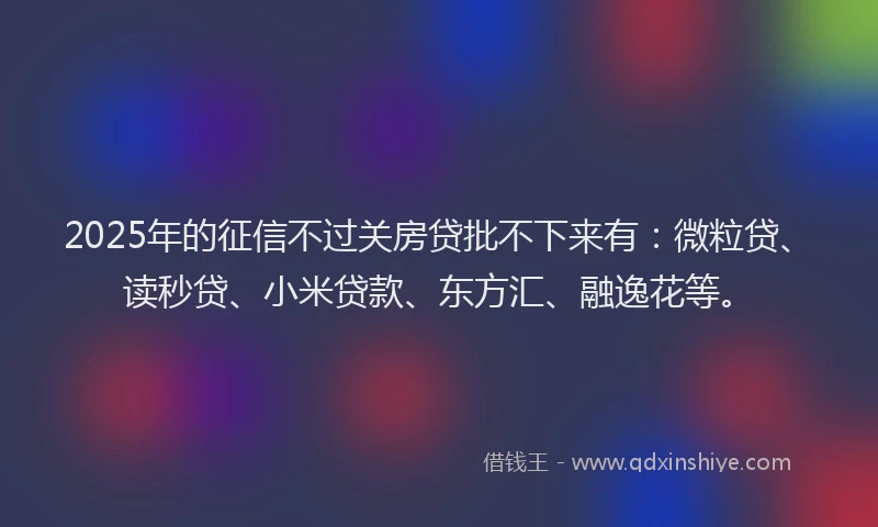 2025年的征信不过关房贷批不下来有：微粒贷、读秒贷、小米贷款、东方汇、融逸花等。