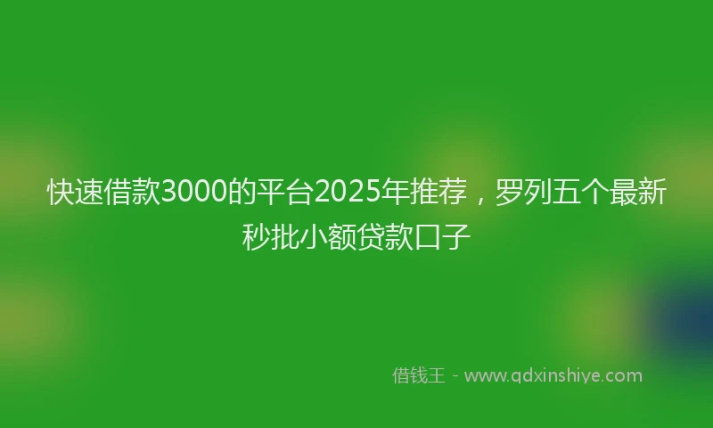 快速借款3000的平台2025年推荐，罗列五个最新秒批小额贷款口子